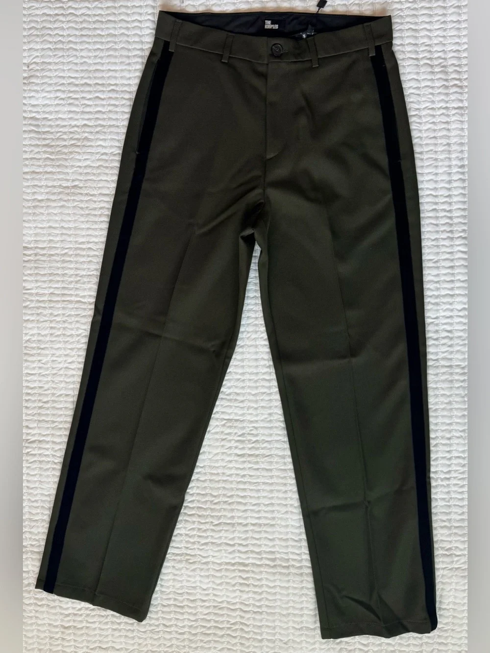 The Kooples Olive Wool Blend Tuxedo Stripe Trousers Men’s 46 US 32 NWT $465